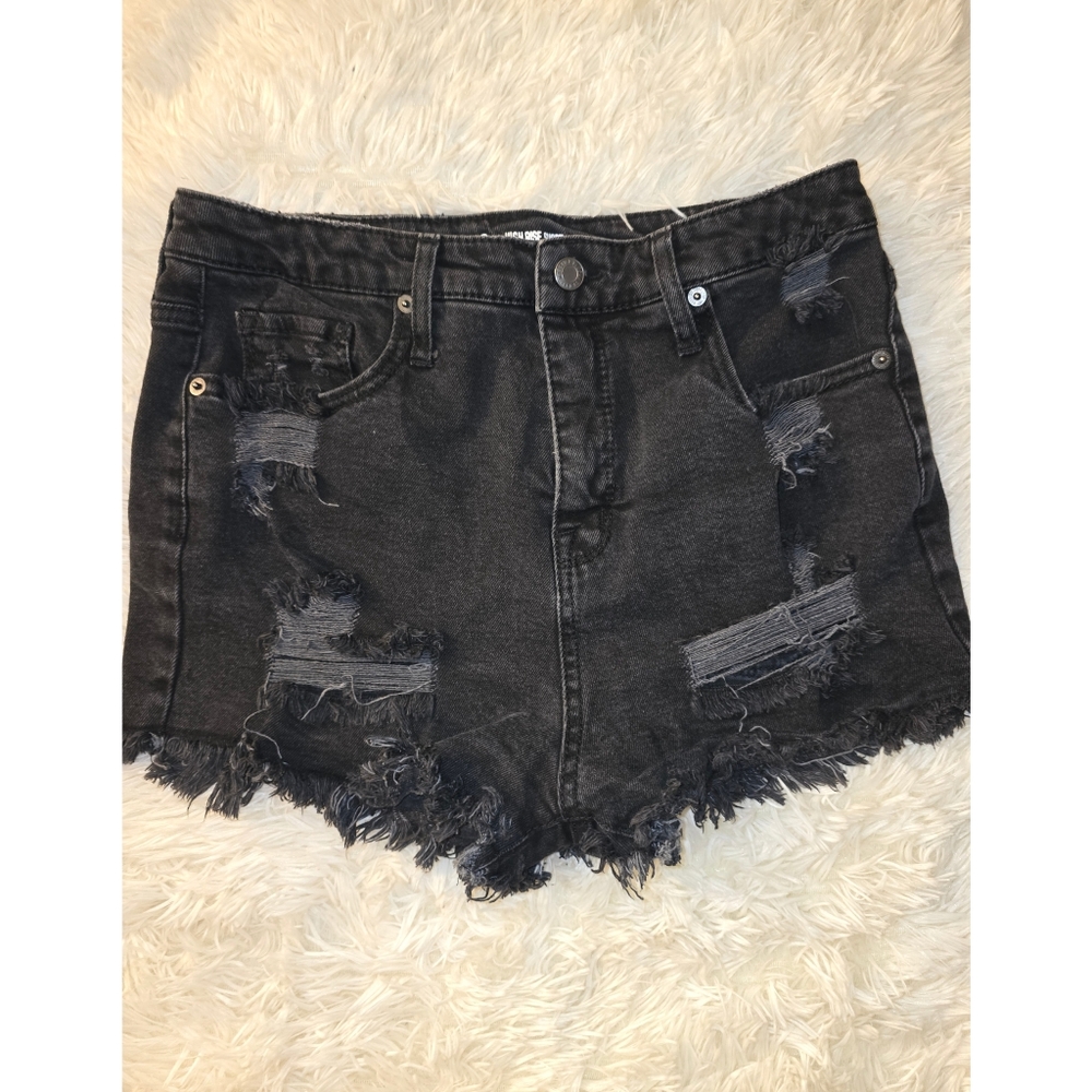 Mossimo Distressed Black Denim Shorts